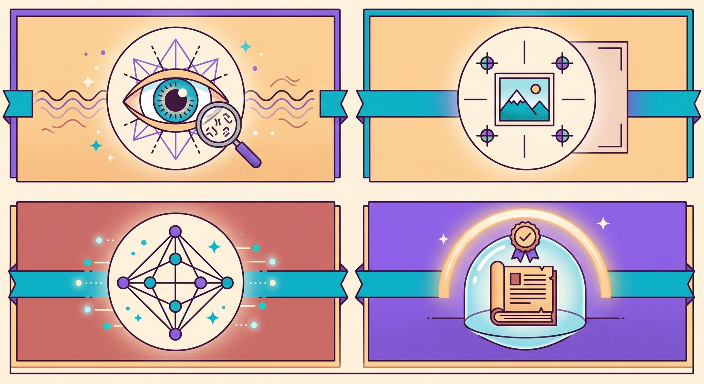 diagrama visual das 4 boas práticas em forma de ícone + título — scan alto, crop